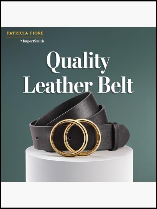 Premium Leather Belt with Double Buckle, Adjustable Fit
